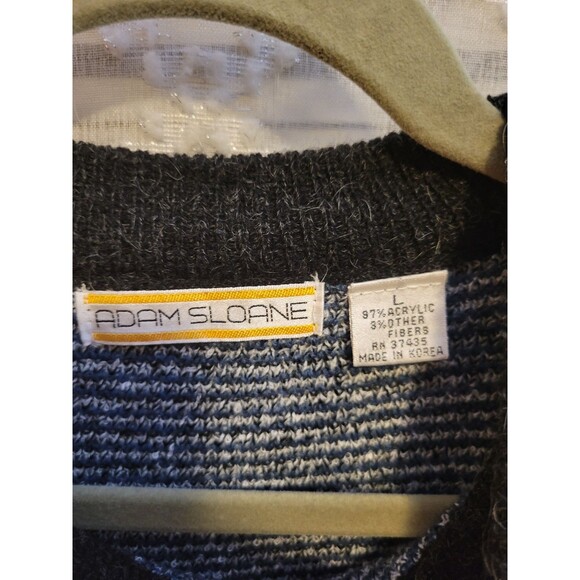 Vintage Mens Sweater Large Geometric Acrylic Cosby Preppy Old Money Aspen Lodge - Picture 4 of 16